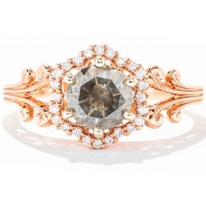 14K Fancy Chocolate Diamond Halo Engagement Ring